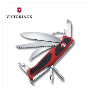 【VICTORINOX 瑞士維氏】Ranger Grip 58 Hunter13用瑞士刀/黑紅(0.9683.MC)