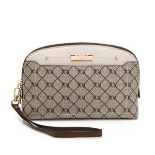 【PLAYBOY】化妝包附手挽帶 雋永系列(咖色)