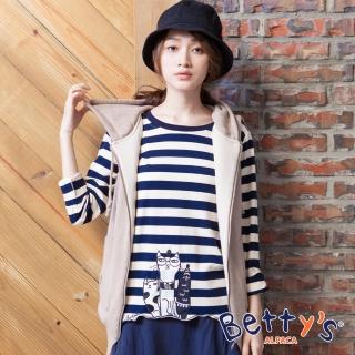 【betty’s 貝蒂思】後拼接混羊毛鋪棉背心式外套(卡其)