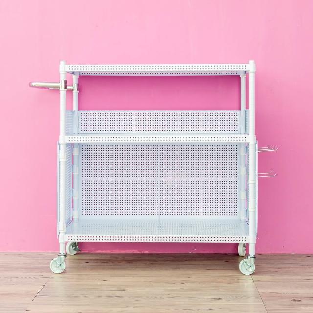 【dayneeds 日需百備】極致美學 90x45x90公分三層沖孔推車旗艦組(沖孔推車/微波爐架/層架/鐵架)