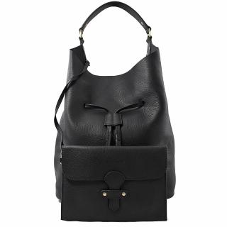 【BURBERRY 巴寶莉】專櫃秀包 小牛皮流蘇束口大水桶包(黑)