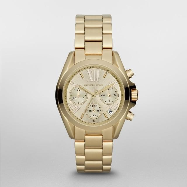 【Michael Kors】美式經典三眼計時亮金腕錶(MK5798)