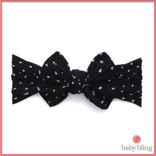【美國baby bling】純手工超彈/極細緻親膚圖騰款蝴蝶結髮帶/髮飾_黑色點點(BBPK014)