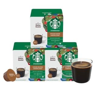 【NESCAFE Dolce Gusto】STARBUCKS 星巴克家常美式咖啡膠囊12顆x3盒(適用雀巢多趣酷思咖啡膠囊機)