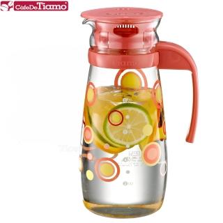 【Tiamo】Tiamo 玻璃水壺把手款1000ml-普普風紅色(HG2283)