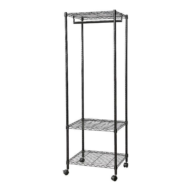 【dayneeds 日需百備】輕型 60x45x180cm 烤漆三層單桿衣櫥(附輪衣櫥/掛衣架/收納架/層架/鐵架)