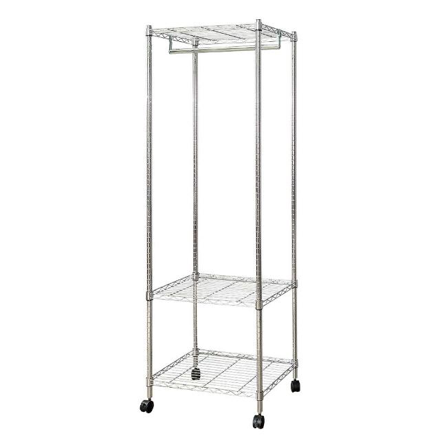 【dayneeds 日需百備】輕型 60x45x180cm 電鍍（插管）三層單桿衣櫥(附輪衣櫥/掛衣架/收納架/層架/鐵架)