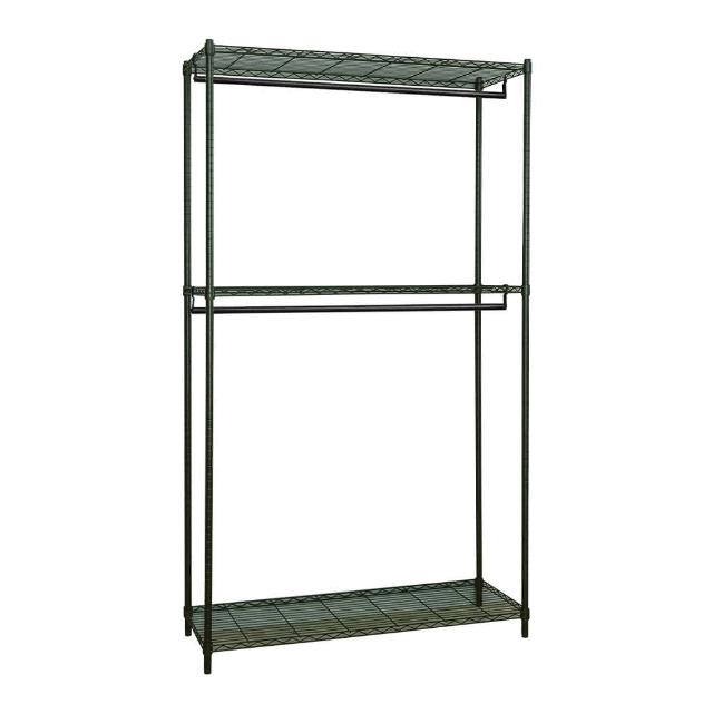 【dayneeds 日需百備】輕型 120x45x210cm 烤漆三層雙桿衣櫥(置物架/掛衣架/收納架/層架/鐵架)