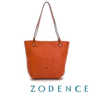 【ZODENCE 佐登司】HAN系列義大利植鞣革托特包(橘紅)
