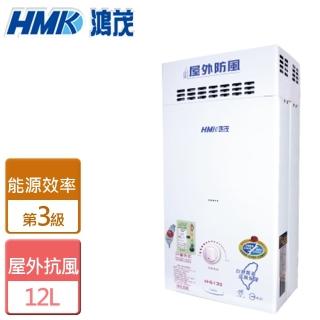 【HMK 鴻茂】12L自然排氣防風瓦斯熱水器北北基安裝(H-6150)