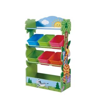 【Fantasy Fields】叢林探險玩具4層收納架(附6個收納盒)