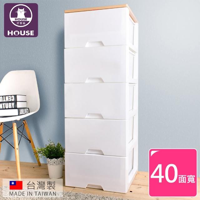 【HOUSE】木天板-QQ無印風衣物抽屜式收納櫃五層(台灣製造-白色)