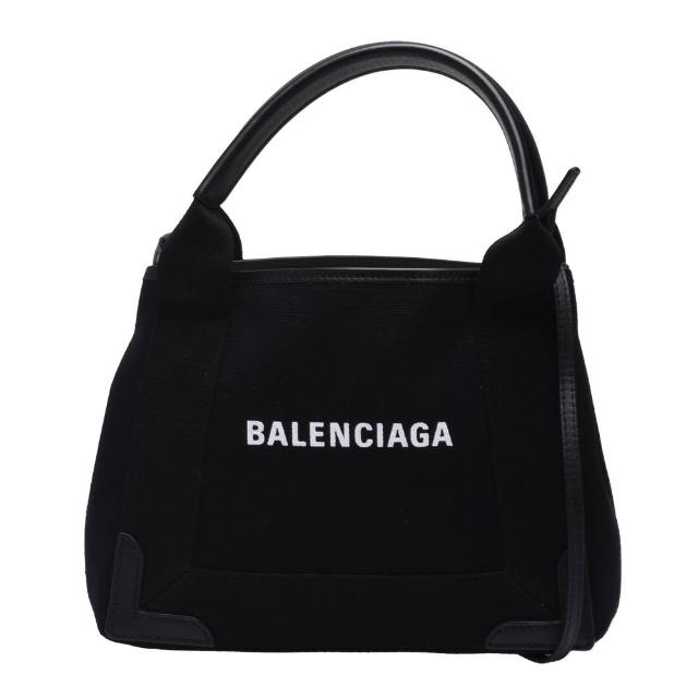 Balenciaga 巴黎世家【Balenciaga 巴黎世家】經典NAVY系列帆布牛皮飾邊手提/斜背包(XS-黑色390346-AQ38N-1000)