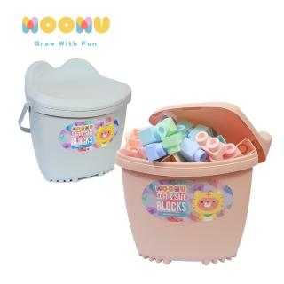 【MOOMU】馬卡龍香草軟積木 120pcs 收納桶裝組(粉/藍)