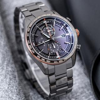 【CITIZEN 星辰】藍正龍情人節推薦配戴款 光動能電波腕錶/黑(AT8185-62E)