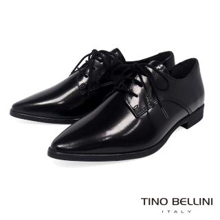 【TINO BELLINI 貝里尼】義大利進口細緻質感牛皮綁帶皮鞋VI8502(黑)
