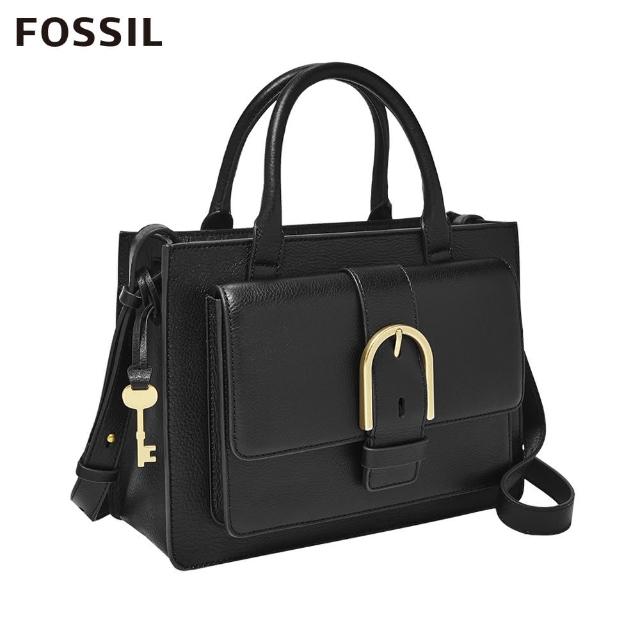 FOSSIL【FOSSIL】Wiley 真皮復古美型手提側背包側揹包-黑色 ZB7958001