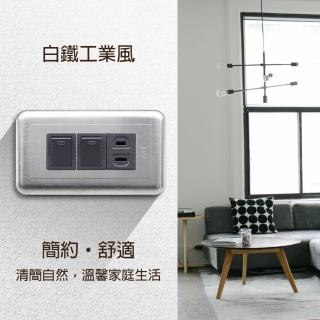 【朝日電工】工業風白鐵組合式雙開關單插座組(復古開關插座組)