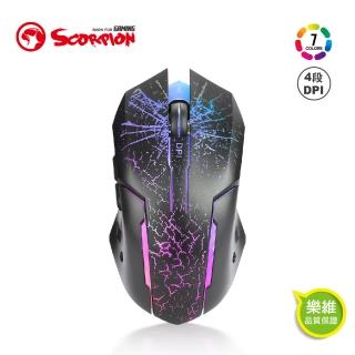【MARVO魔蠍】M207魔蠍七彩RGB滑鼠6D24(4段DPI可調 遊戲體驗不間斷)