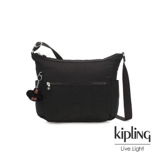 【KIPLING】質感黑簡約大容量斜背包-ALENYA