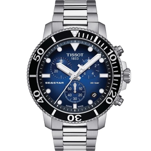 【TISSOT 天梭】Seastar海星300米潛水石英錶(T1204171104101)