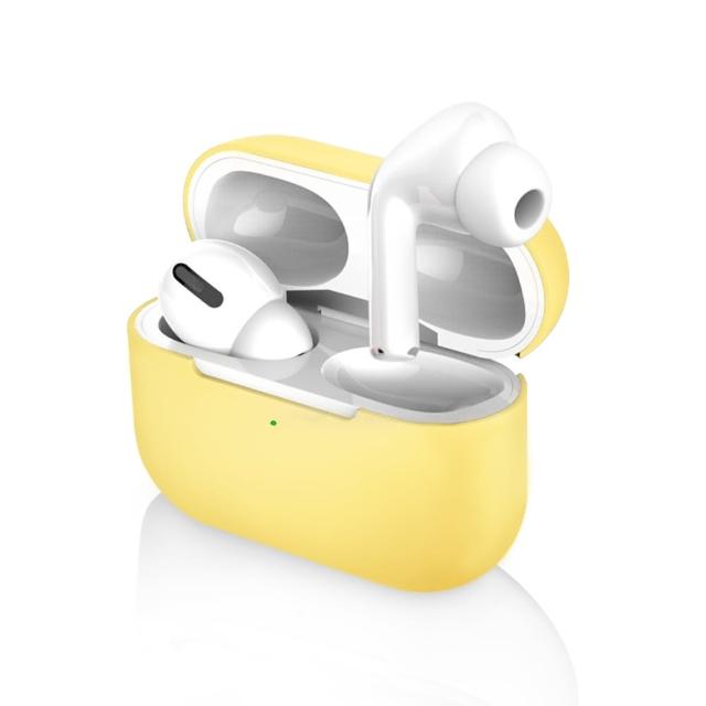 【iDeatry】AirPods Pro 充電盒保護套 矽膠套 輕薄可水洗 無線耳機收納盒 軟套 無掛勾款-奶黃(耳機套)