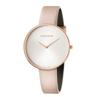【Calvin Klein】CK優雅月光粉色皮帶腕錶42mm(K8Y236Z6)