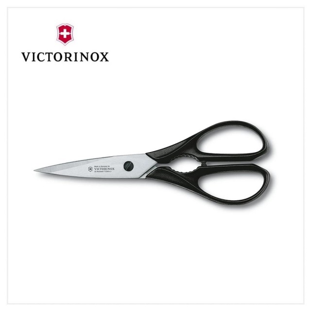 【VICTORINOX 瑞士維氏】多功能廚房剪/黑(7.6363.3)