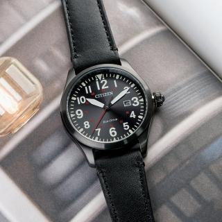 【CITIZEN 星辰】Eco-Drive 永恆品味光動能真皮錶帶/黑(BM6835-23E)