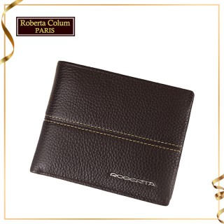 【Roberta Colum】諾貝達專櫃皮夾 進口軟牛皮短夾 短版皮夾(25002-2咖啡色)