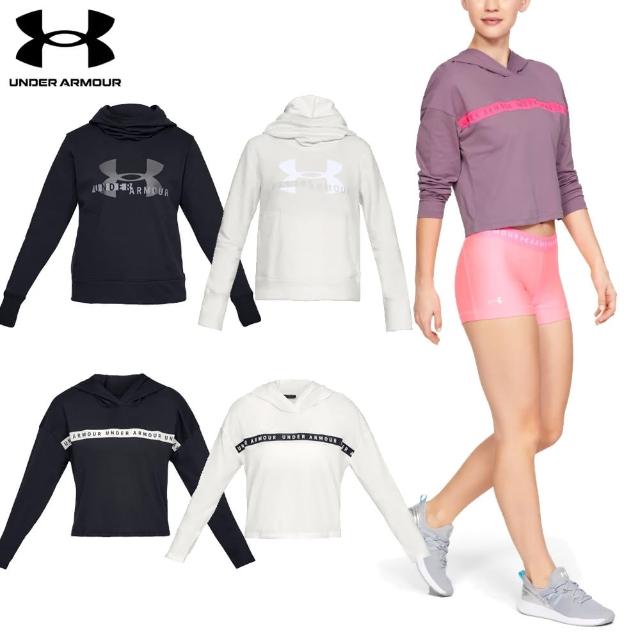 【UNDER ARMOUR】UA 女 Rival Fleece Logo 連帽上衣_1321185-112(瑪瑙白)