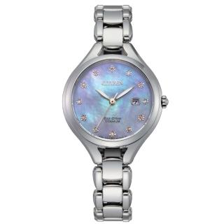 【CITIZEN 星辰】LADYS美鑽輕盈光動能鈦金屬腕錶(EW2560-86Y)