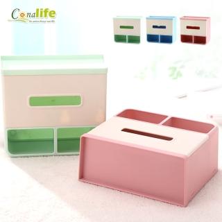 【Conalife】多用途兩用壁掛&平放紙巾收納置物架(1入)
