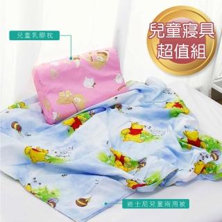 【I-JIA Bedding】迪士尼兒童兩用被/四季被+純棉枕套可拆洗透氣抗菌防蹣支撐護頸天然乳膠枕(超值組)