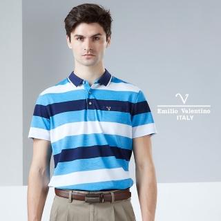 【Emilio Valentino 范倫鐵諾】品味條紋POLO衫_藍/白(30-9V2528)