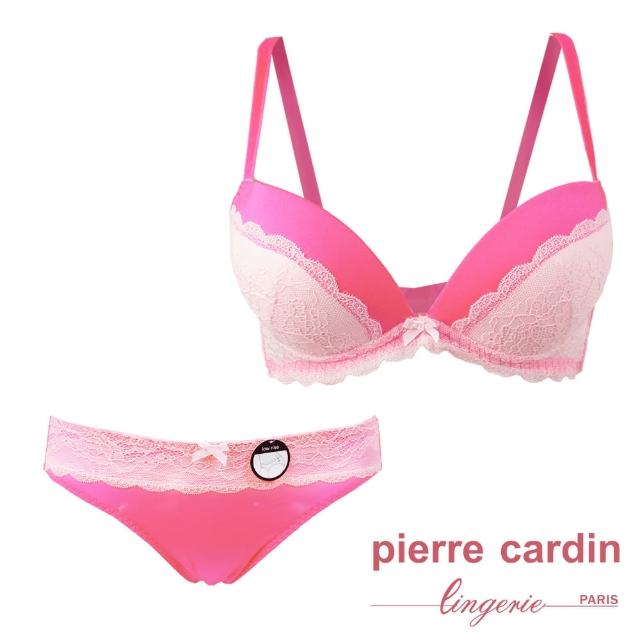 【pierre cardin 皮爾卡登女性內衣】B罩 蕾絲拼接內衣(成套-PNK粉)