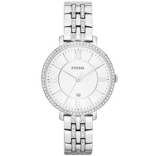 【FOSSIL】Jacqueline 晶鑽薄型腕錶-銀36mm(ES3545)