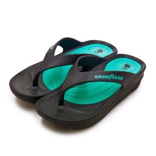 【GOODYEAR 固特異】女 防水Q彈輕便健走夾腳拖鞋 WALK CUSHION系列(黑湖綠 92610)