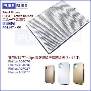 【PUREBURG】適用Philips飛利浦AC4016 AC4076 空氣清淨機 副廠濾網(飛利浦AC4016 AC4076濾網)