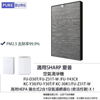 【PUREBURG】適用SHARP夏普FU-D30T-W FU-Z31T KC-Y30 FU-Y30T 副廠濾網(FU-D30T-W濾網)