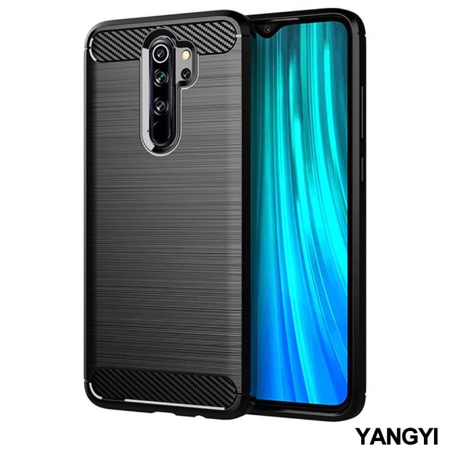 【YANG YI 揚邑】小米 紅米 Note 8 Pro 拉絲紋碳纖維軟殼散熱防震抗摔手機殼