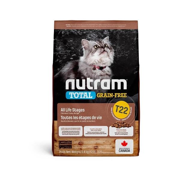 【Nutram紐頓】T22/T24無穀全能系列貓飼料5.4kg/12lb(火雞/鮭魚、貓糧)