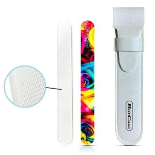 【Bill Case】2020 全新精緻天然系 強化奈米玻璃 多功能 美甲晶亮拋光修塑銼刀12公分 附贈珍珠白PU皮套