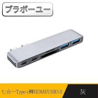 【百寶屋】蘋果電腦擴充七合一Type-c轉HDMI/USB3.0/讀卡機/PD快充