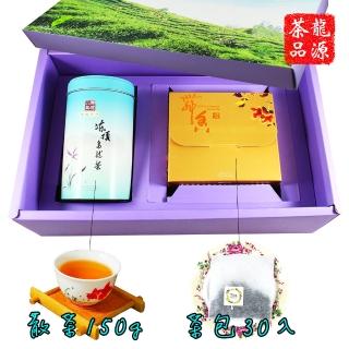【龍源茶品】金萱烏龍高山茶葉茶包30包+凍頂烏龍茶葉150g禮盒組