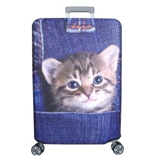新款拉鍊式行李箱防塵保護套 行李箱套(口袋貓25-28吋)