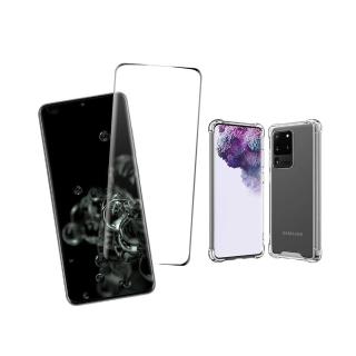 Samsung S20Ultra 曲面黑全膠鋼化膜手機保護貼(買 S20Ultra保護貼 送 S20Ultra手機殼)