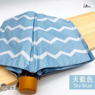 【IMITU UMBRELLA】三折 波普 夏日抗UV黑膠晴雨傘(天空藍)