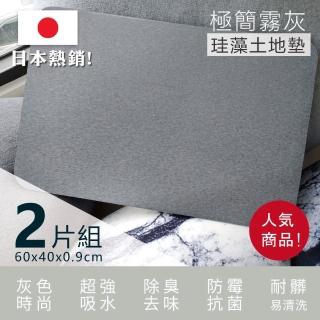 【Made in Taiwan】極簡霧灰珪藻土地墊-2片組