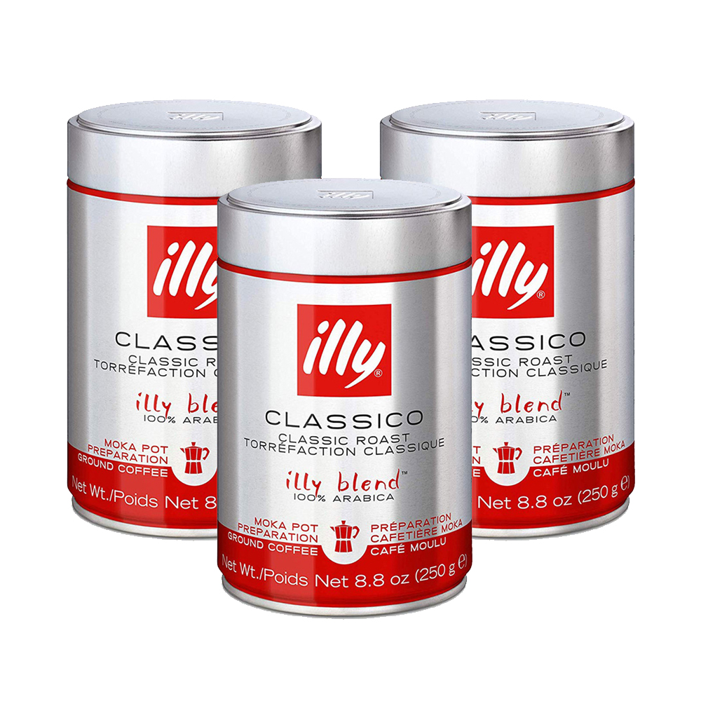 Illy 中培moka咖啡粉x3罐組 250g 罐 Momo購物網